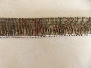 1 Yard grün beige rot Pinsel Fransenborte - Bild 1 von 2