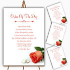 Orange Coral Peach Rose Rings Personalised Wedding Order Of The Day Cards