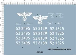 1/35 Kriegslokomotive BR52 steam locomotive Model Kit Water Slide Decal - Picture 1 of 1