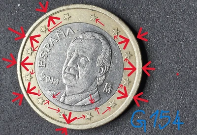 Spain,1 Euro Coin,2014 Great very rare coin stamp defect Weight 7,56 g - Image 1 of 2