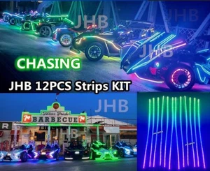 12PCS 4FT 48" Remote AppCHASING Flow LED Slingshots Hood IP68 Strips Lights Kit - Picture 1 of 14
