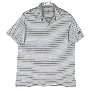 Camisa polo de golf Adidas para hombre talla XL azul y blanca a rayas manga corta tejida elástica - Imagen 1 de 10