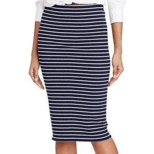 Polo Ralph Lauren Women's Striped Rib-knit Pencil Blue Skirt Sz XS NWT $125.00  - Picture 1 of 3