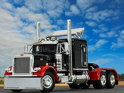 1/64 DCP BLACK/RED PETERBILT 379 63" FLAT TOP SLEEPER W/ TURBO WING - Image 1 of 4
