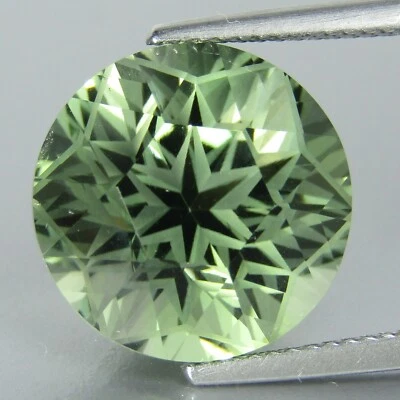 Amatista verde natural superior (prasiolita) de 12,20 quilates corte de precisión redondo VEDIO   Foto 1 de 3