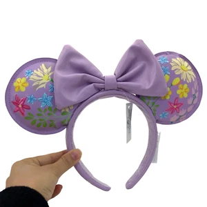 Loungefly Disney Parks Mickey Anniversary Purple Flower Headband Minnie Ears - Picture 1 of 9