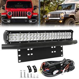 20 inch LED Light Bar Offroad 4WD 4x4 + 23" License Number Plate Frame + Wiring - Picture 1 of 17