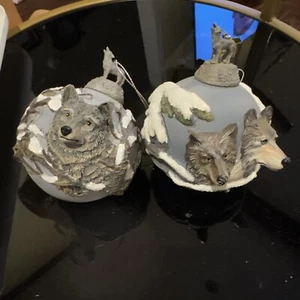 Bradford Exchange Eyes Of Wild 1999 - Eyes In The Snow 4” Wolves conjunto de adornos 3D - Imagen 1 de 13