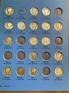 Mercury Head Dimes, Whitman Collection 1916-1945, nearly complete, 66 out of 77 - Picture 1 of 4