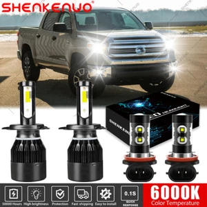 For Toyota Tundra 2014-2020 White LED High Low Beam Headlight+Fog Light Bulb Pkg - Picture 1 of 15