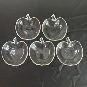Vintage 5er Set Klar Klein Glas Apfel Form Schmuck Münze Schmuck Snack Schale - Bild 1 von 5