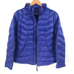 Per Una Down Puffer Jacket Medium Blue Women's Light Weight Winter Feather - Picture 1 of 17