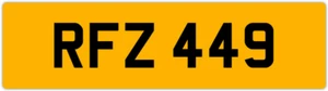 RFZ 449 R 3x3 DATELESS PRIVATE NUMBER PLATE ROB ROY RICK RYAN RUS RUSSELL RILEY - Picture 1 of 1