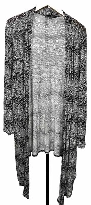 Cardigã French Laundry Open Suéter Plus 18 20 Preto Flowy Boho Midi Duster - Imagem 1 de 4