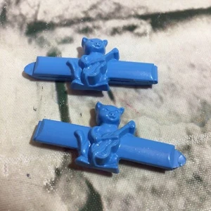 Vintage 80’s Goody Snap-Tight Kiddie Barrettes Blue Cats Fiddle Lot Of 2 - Picture 1 of 5