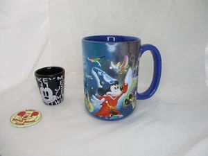 Lot 3 Mickey Walt Disney World Where Magic Lives Mug Fantasia & Magnet & Holder - Picture 1 of 24