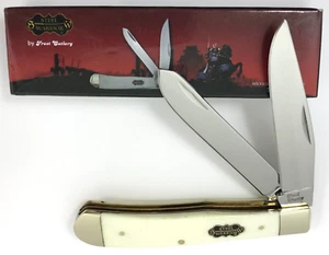 Steel Warrior Trapper Pocket Knife Smooth White BONE 2 Blade + Box 8561-S - Picture 1 of 5