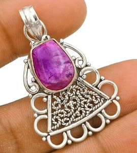 Ciondolo filigrana argento sterling 925 ametista chevron naturale gioielli - Foto 1 di 1