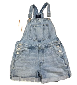 Gap Teen Denim Retro 90's Jean Overall Shorts Youth Girls Size XL - Picture 1 of 6