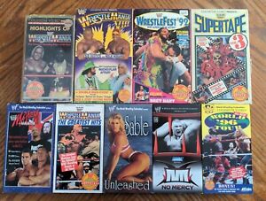 WWF WWE 9 VHS Tape Lot Wrestlemania + More 90s 2000s Wrestling Rock Cena Hogan 