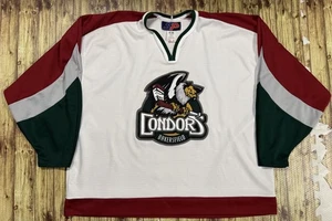 Vintage 90s SP BAKERSFIELD CONDORS White MENS Replica MiC Hockey Jersey 2XL EUC - Picture 1 of 9