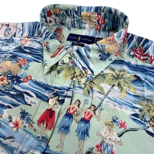 Polo Ralph Lauren Hawaiihemd 1XB Hula Mädchen Palme Ukulele Strand Viskose - Bild 1 von 11