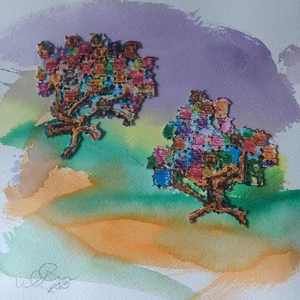 Like Leaves...#2 Mixed Media On Paper. Signed. Social Political Art - Picture 1 of 5