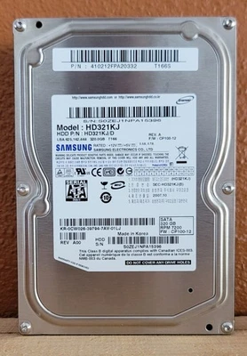 Samsung HD321KL, P/N: 410212FPA20332, Spinpoint T166S, INTERNAL HARD DRIVE 320GB - Image 1 of 4