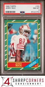 1986 TOPPS #161 JERRY RICE RC 49ERS HOF PSA 8 - Picture 1 of 4
