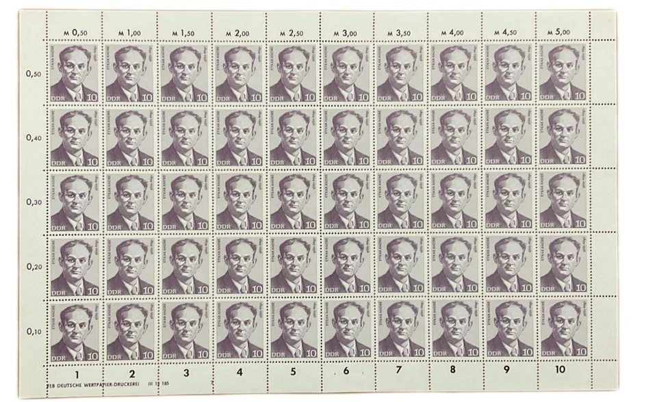 SA39g Germany DDR 1974 Personalities Labor Movement Etkar Andre full sheet - Image 1 of 1