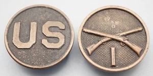 WWI Army Infantry I Company Enlisted Collar Disc Set - Bild 1 von 2