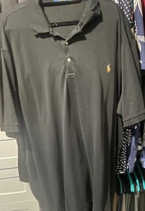 Polo Ralph Lauren Big & Tall BLACK Soft Cotton Short-Sleeve Polo SZ 3XLT USED - Picture 1 of 5