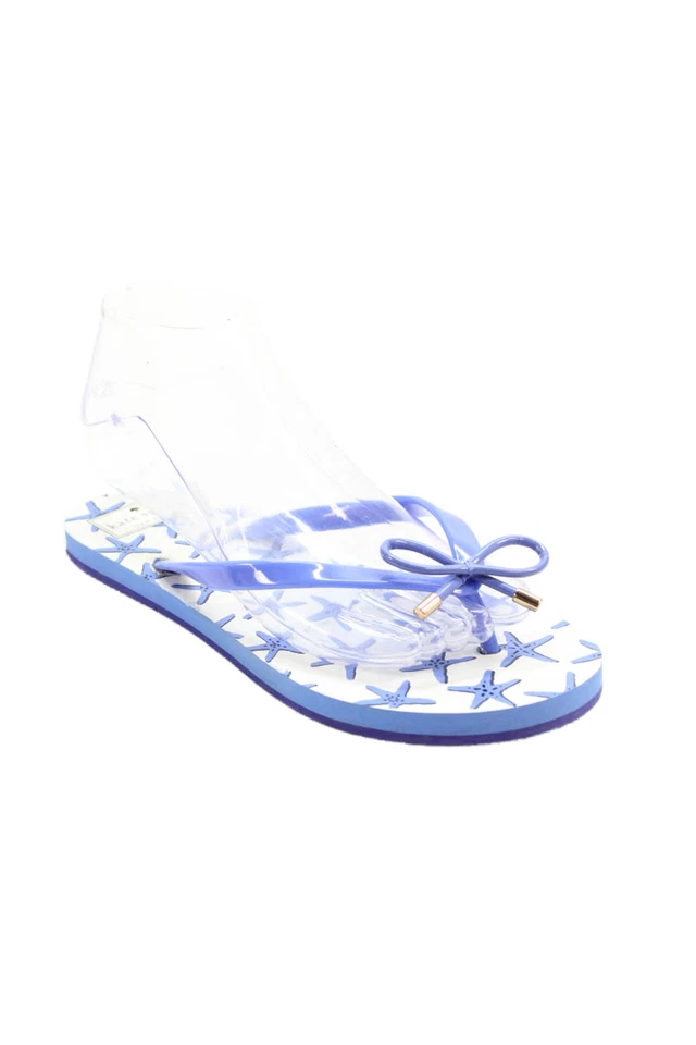 Kate Spade New York Womens Starfish Print Bow Detail Flip Flops Blue Size 7M - Image 1 of 4