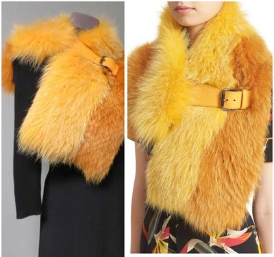 2900 美元 Fendi 正品全新大胆双色染色狐狸皮皮带扣上衣 — 第 1/4 张图片