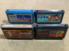 Nintendo Famicom Lot of 4 Games - Druaga - Mach Rider - Dodgeball - Star Soldier