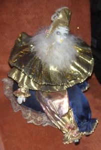 Mardi Gras Harlequin Jester clown Doll Revolving Pillow Music Box Wind Up13'' - Picture 1 of 1