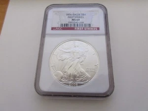 2006 , Silver Eagle , NGC , MS 69 , First Strikes - Picture 1 of 4