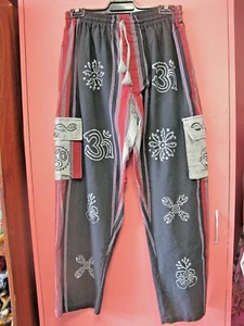BNWT sz M mens womens cotton print black casual pants hippy festival   - Bild 1 von 5