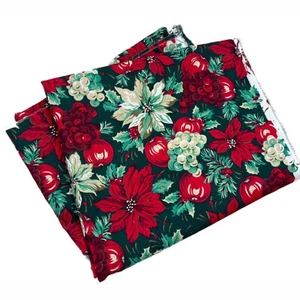 3 Yards Wamsutta Christmas Fabric Poinsettia Fruit Sewing Quilting Crafts Vtg - Picture 1 of 4