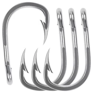 10884 Stainless Steel Saltwater Fishing Hooks Big Game Sharp Hook Size 2/0-12/0 - Picture 1 of 31