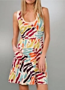 Woman MARC BY MARC JACOBS Cream Purple Blue Multi Wild Side Sleeveless Dress XS - Picture 1 of 4
