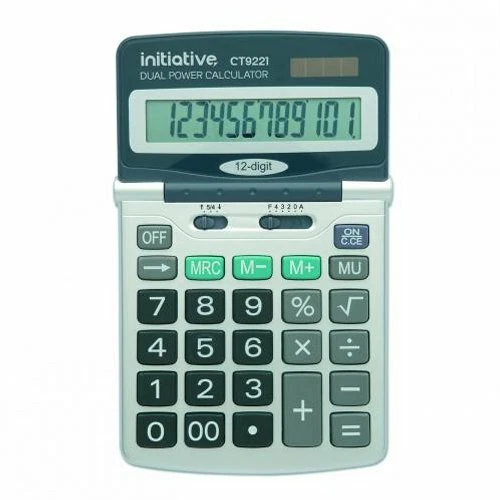 Calculator by Initiative. Angled Display. 12-Digit. Solar Powered. - Image 1 of 1