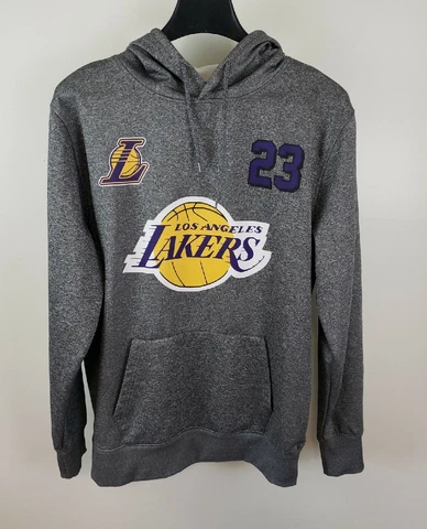 LA Lakers LeBron James #23 NBA Gray Hoodie Sweatshirt Pullover Men's M Cover