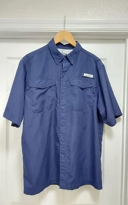 Habitat Shirt Men's Medium Blue Short Sleeve Vented Outdoor Fishing Summer  - Image 1 of 4