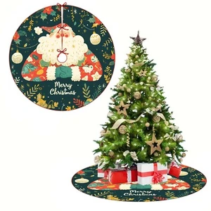 Santa Claus Merry Christmas Tree Skirt, Winter Holiday Party Mat Decor Indoors - Picture 1 of 4