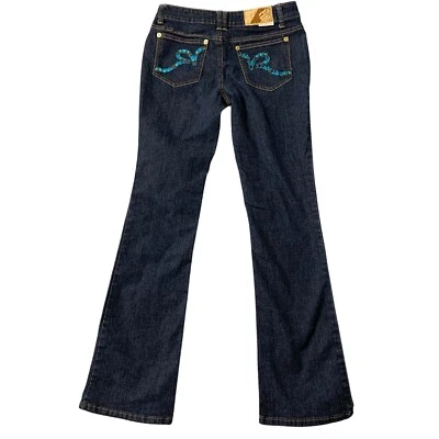 RocaWear Jeans Women 5 Juniors Blue Bootcut Stretch Low Rise Embellished Y2K - Image 1 of 4