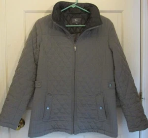 Gallery New York Women's Gray Quilted Full Zip Lined Long Sleeve Jacket Size L - Picture 1 of 10
