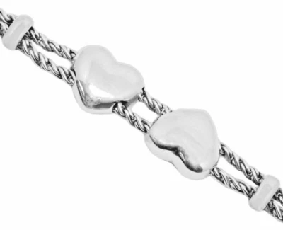 Pulsera Tiffany & Co. Plata de Ley 7 1/2" Corazones Hinchados Cuerda Girada Foto 1 de 4