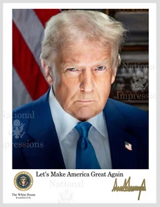 2025 Donald Trump Ritratto Ufficiale Sigillo Presidenziale Firmato 8x10 Foto RISTAMPA - Foto 1 di 3