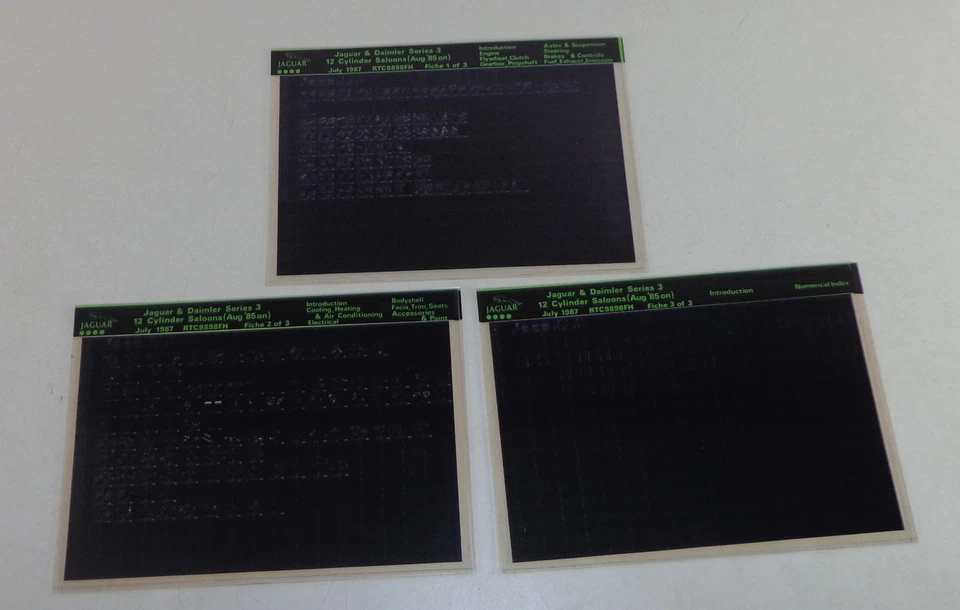 Microfiche Catalogo Ricambi Jaguar & Daimler Serie 3 12 Cilindro Saloons Di - Immagine 1 di 1